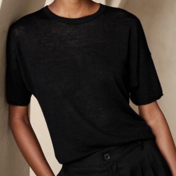 LINEN-BLEND SHORT-SLEEVE SWEATER - Picture 6 of 6